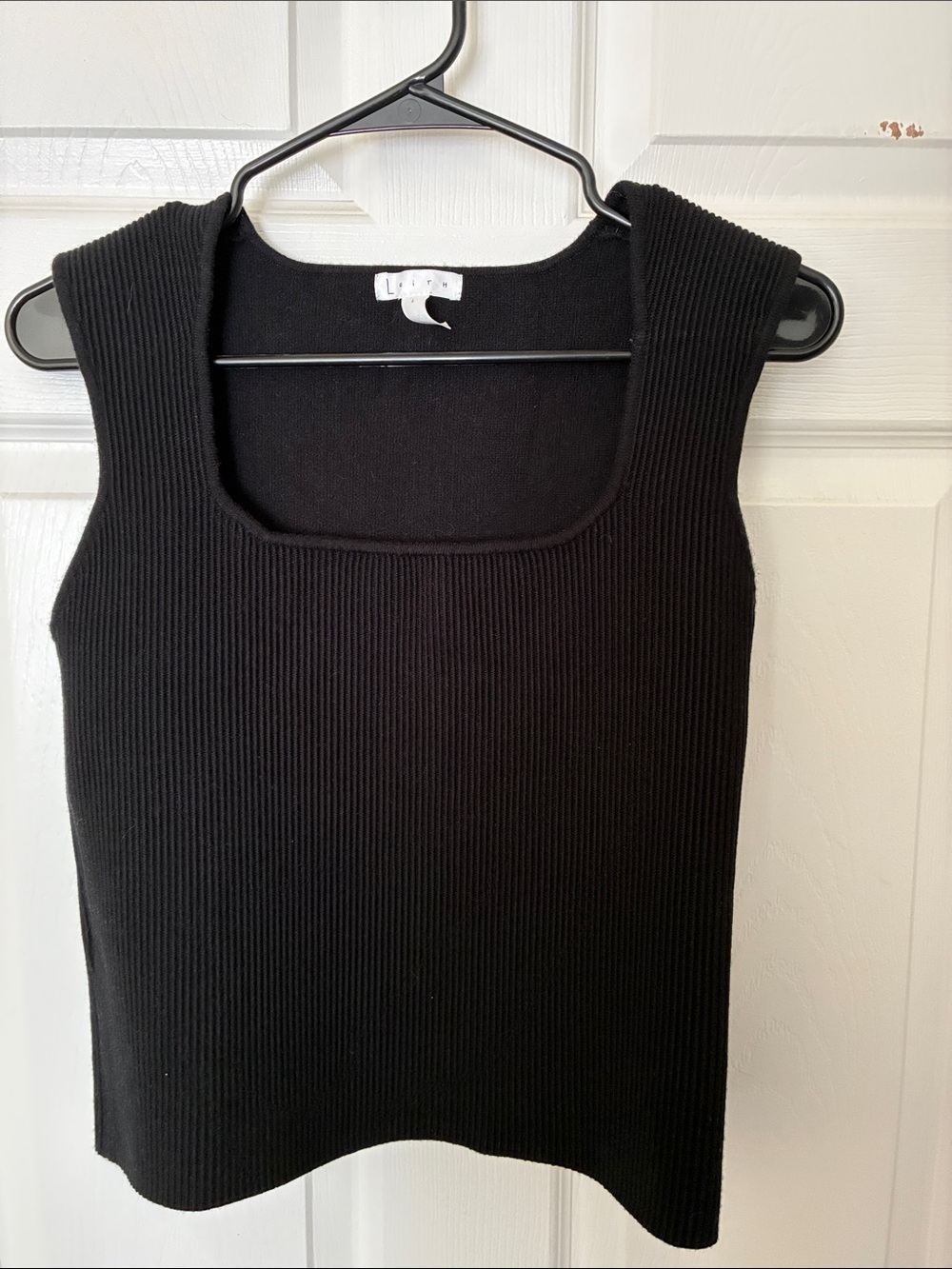 Leith Black Ribbed Square-Neck Tank - Picture 4 of 4